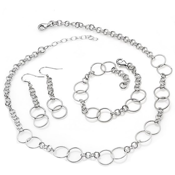 Sterling Silver Necklace, Bracelet & Earring Set Sterling Silver Necklace, Bracelet & Earring Set